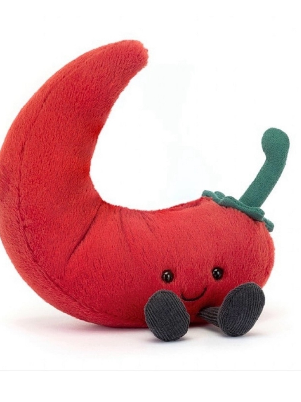 Retired Jellycat Red Chili Pepper Plush with Green Stem and Gray Feet